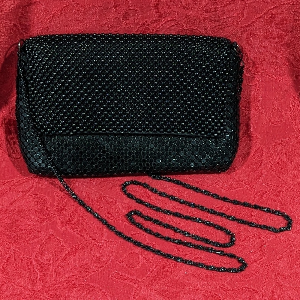 Metallic mesh black Evening bag